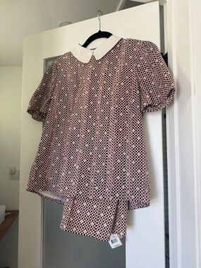 Tory Burch Geometric Collared Blouse and matching pants set. NWT top8 pants 30